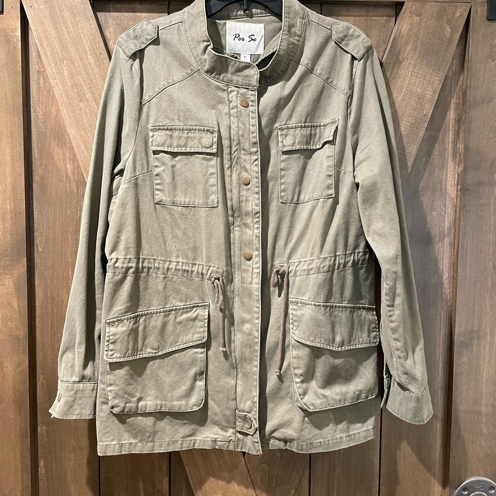 Per Se women’s military green utility jacket XL